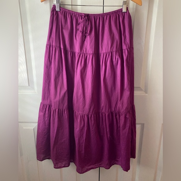 Rails Mary Berry Purple Organic Cotton Poplin Flowy Beachy Tiered Maxi Skirt S - Picture 3 of 11